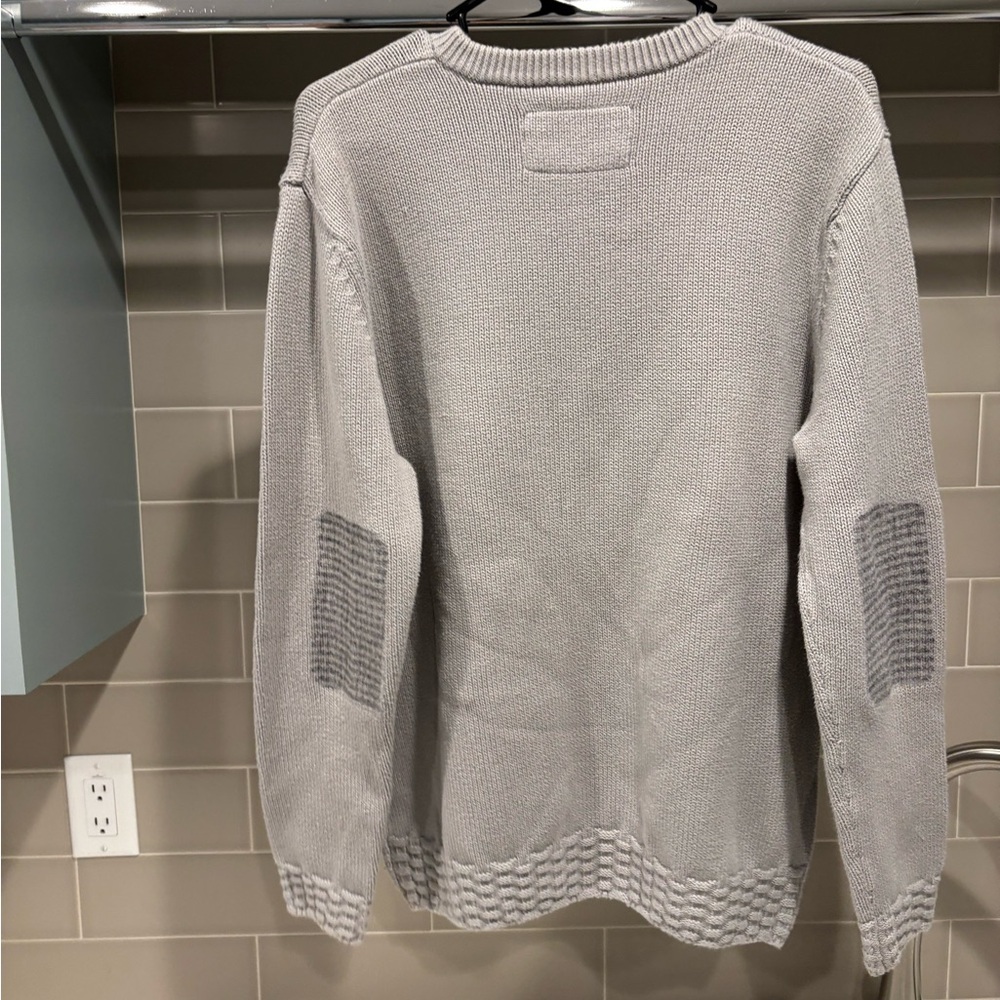 Vintage Y2K 32 Bar Blues Fish Net Knit Sweater with Elbow Pads Size L